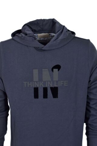 Erkek Kapüşonlu Baskılı Basic Sweatshirt R2222 BGL-ST03194