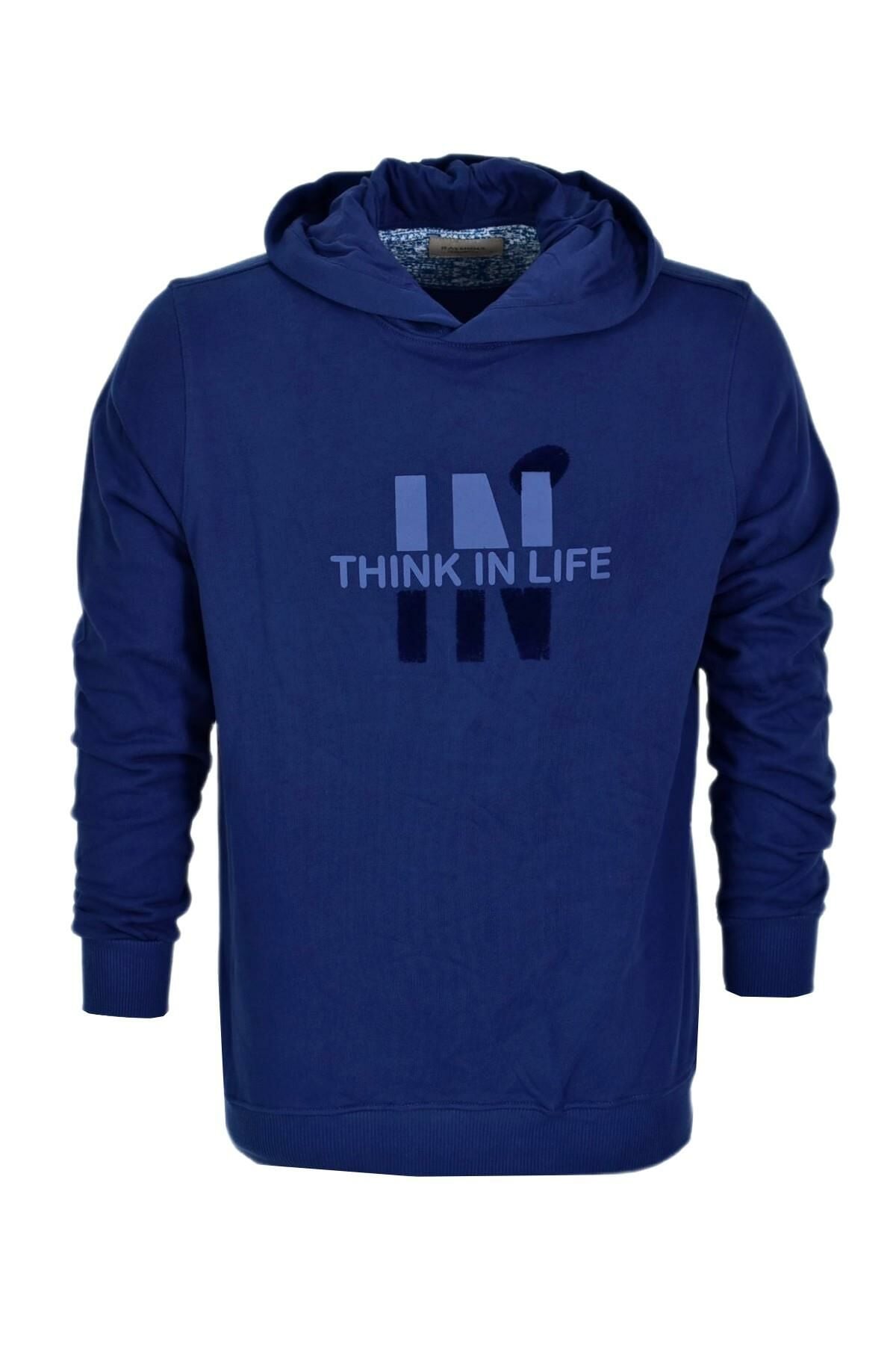 Erkek Kapüşonlu Baskılı Basic Sweatshirt R2222 BGL-ST03194