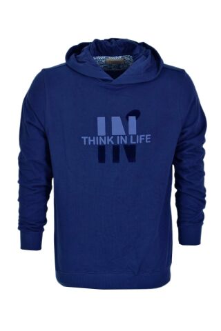 Erkek Kapüşonlu Baskılı Basic Sweatshirt R2222 BGL-ST03194