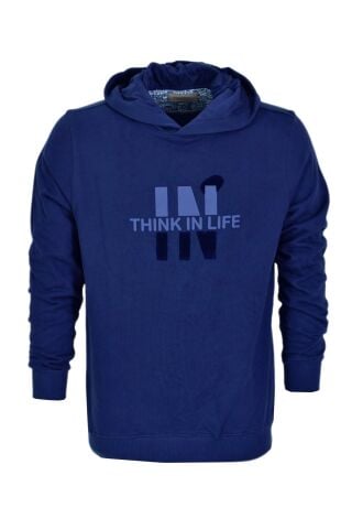 Erkek Kapüşonlu Baskılı Basic Sweatshirt R2222 BGL-ST03194