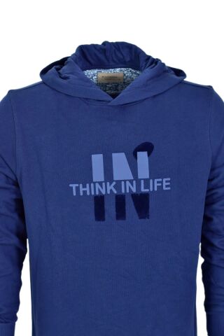 Erkek Kapüşonlu Baskılı Basic Sweatshirt R2222 BGL-ST03194