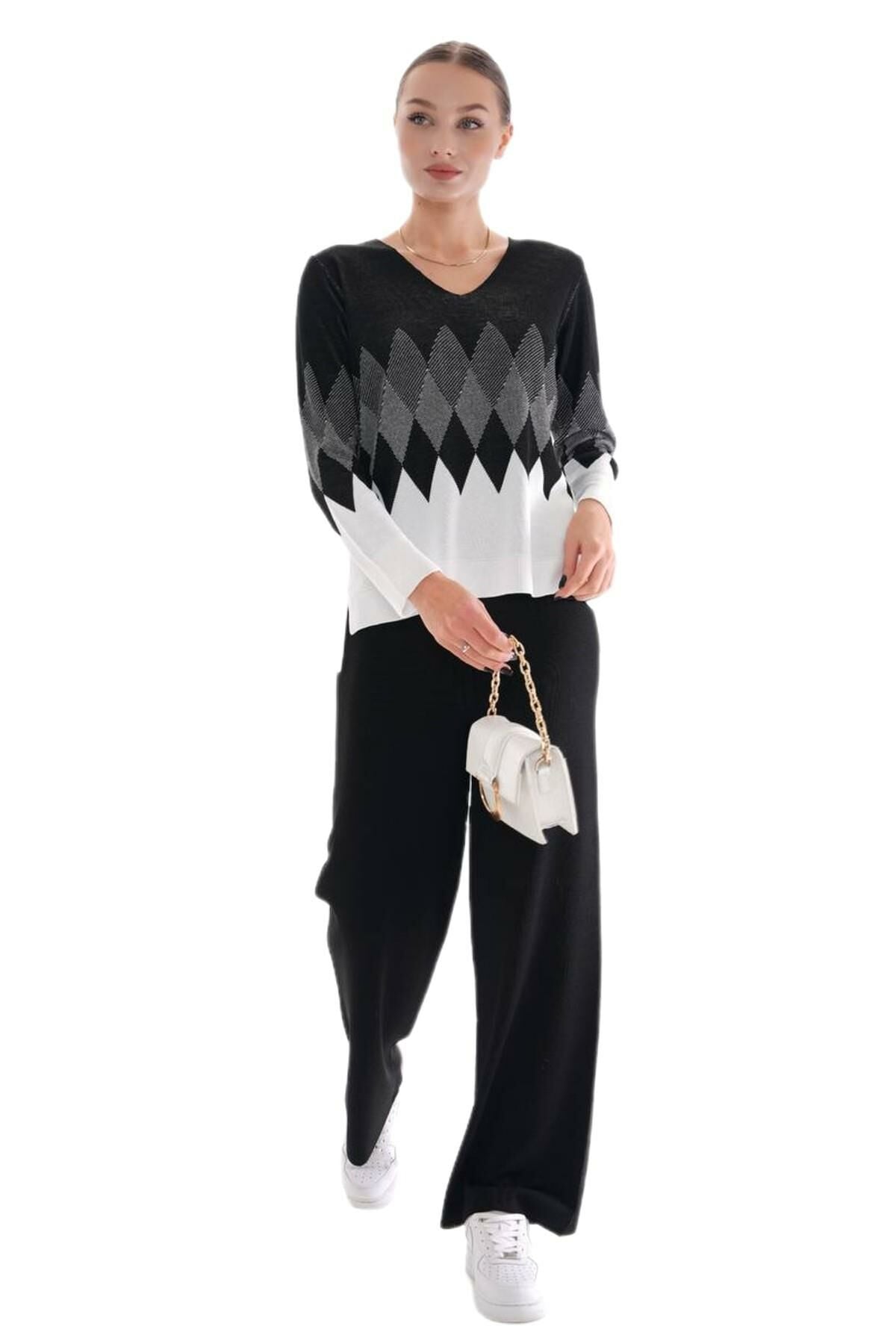 Kadın Triko Lastikli Bol Pantolon 12811 BGL-ST04224