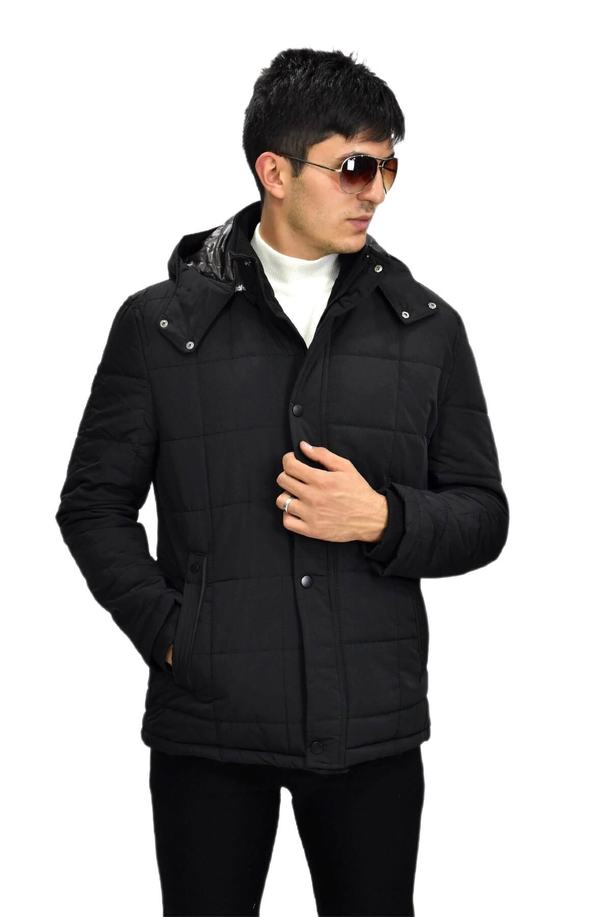 Erkek Spor Kapüşonlu Mont  M3104 BGL-ST03237 SİYAH - XL