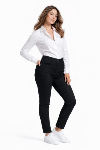 Kadın Bilek Jean Pantolon Beli Lastikli Düğmeli BGL-ST05384 SİYAH - 50