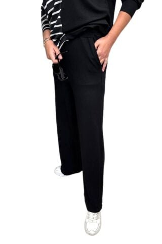 Kadın Triko Lastikli Bol Pantolon 12811 BGL-ST04224 SİYAH - S/M