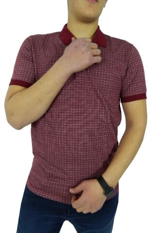 NAYKI ERKEK POLO YAKA JAKARLI T-SHİRT 19072 BGL-ST01042 BORDO - XL