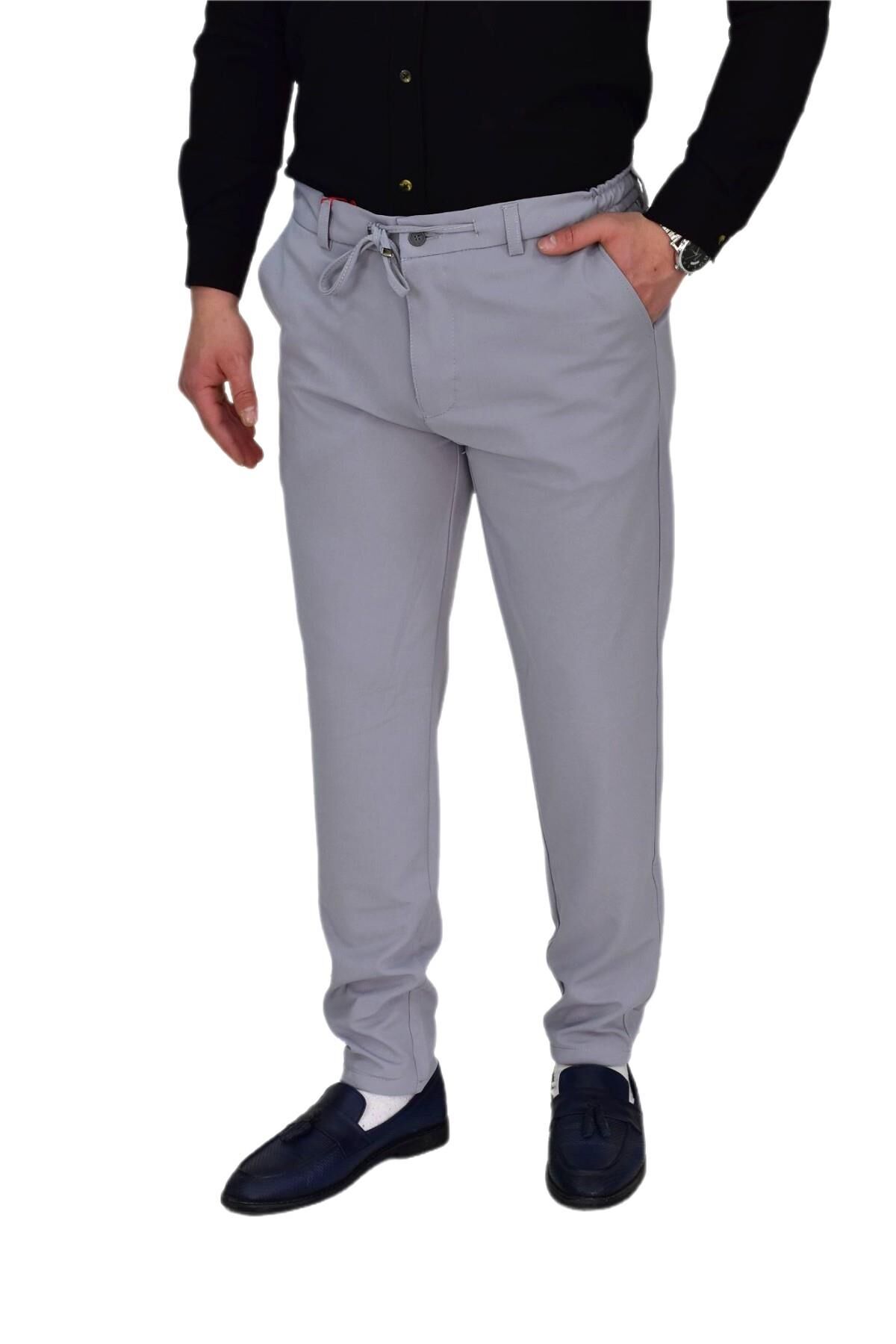 Erkek Beli Lastikli Jogger Pantolon Regular Fit BGL-ST04328 GRİ - 36