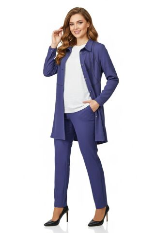 Kadın Taşlı Bluz Pantolon Tunik 3 Lü Takım BGL-ST04733 MAVİ - 48