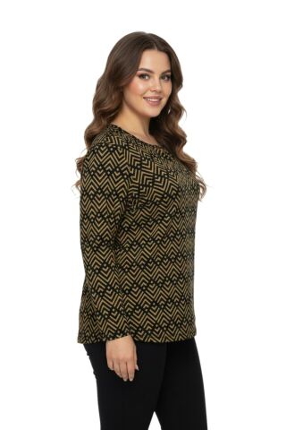 Kadın V Yaka Modelli Baskılı Bluz BGL-ST05104