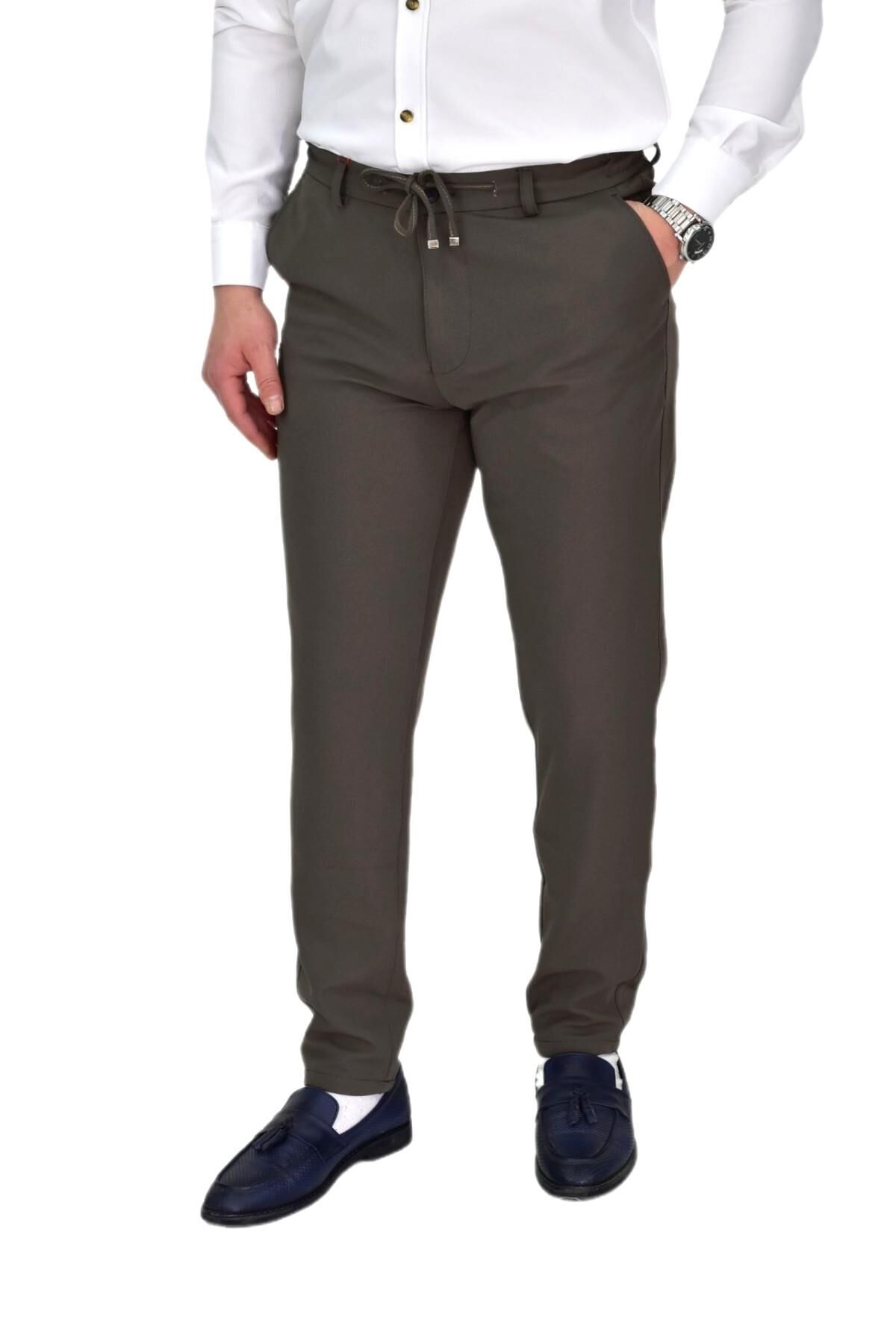 Erkek Beli Lastikli Jogger Pantolon Regular Fit BGL-ST04328 HAKİ - 32