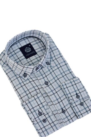 Erkek Klasik Uzun Kol Ekose Gömlek  BGL-ST03505 MAVİ - S
