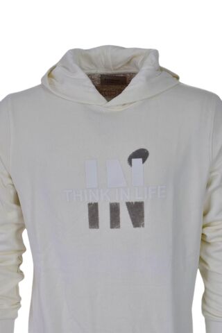 Erkek Kapüşonlu Baskılı Basic Sweatshirt R2222 BGL-ST03194 EKRU - M
