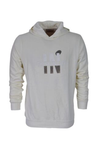 Erkek Kapüşonlu Baskılı Basic Sweatshirt R2222 BGL-ST03194 EKRU - M