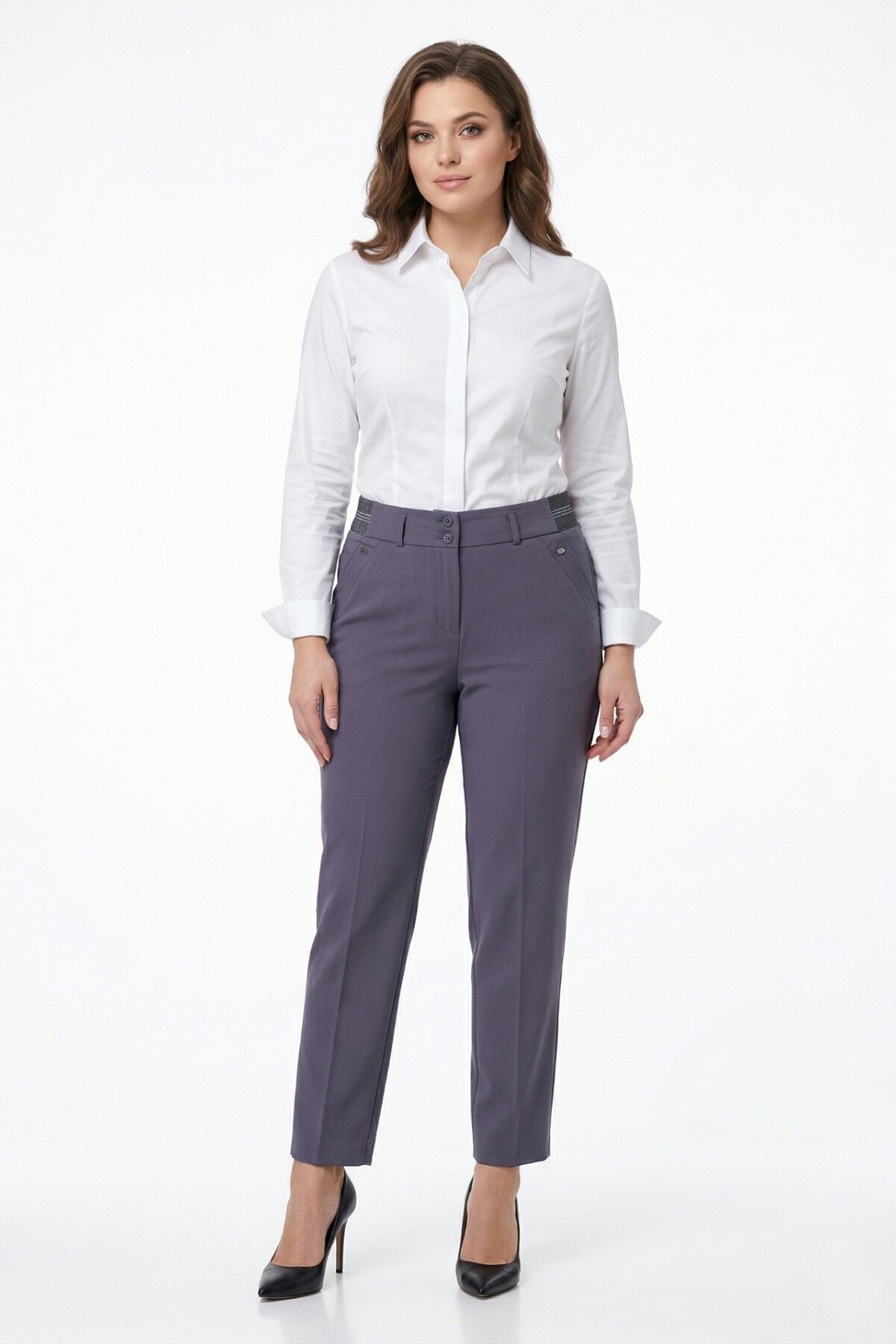 Kadın Kumaş Bilek Pantolon Bel Yarım Lastikli BGL-ST05388 K.GRİ - 46
