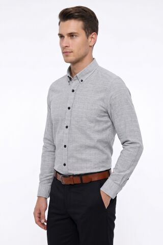 Erkek Klasik Tek Cepli Uzun Kol Gömlek 4094 BGL-ST05503 GRİ - L