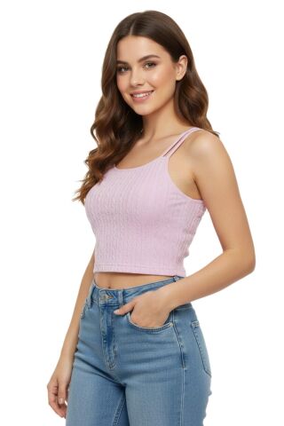Kadın İp Askılı Pedli Crop 8136 BGL-ST03783