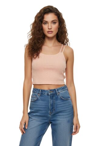 Kadın İp Askılı Pedli Crop 8136 BGL-ST03783