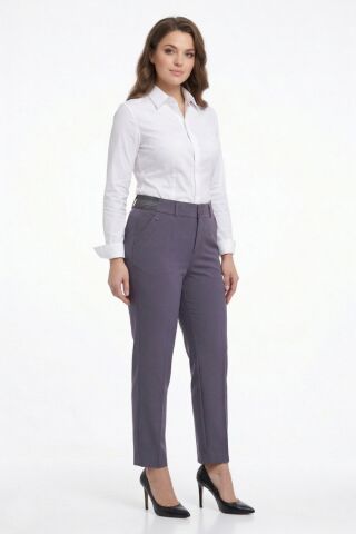 Kadın Kumaş Bilek Pantolon Bel Yarım Lastikli BGL-ST05388 K.GRİ - 48