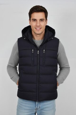 Erkek Kapüşonlu Spor Yelek 4021 BGL-ST04900