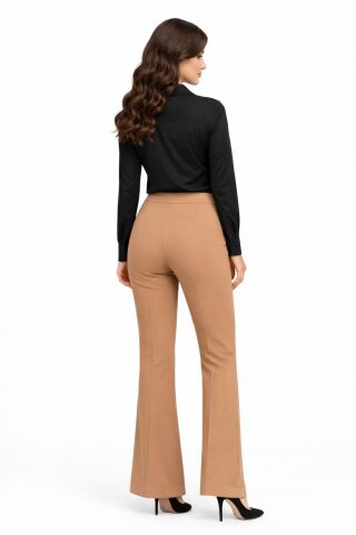 Kadın İspanyol Paça Pantolon BGL-ST03692 CAMEL - 44