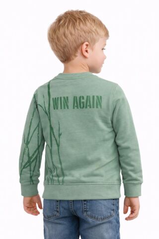 Erkek Çocuk Önü Arkası Baskılı Sweatshirt BGL-ST05241 ELMA - 3 YAŞ
