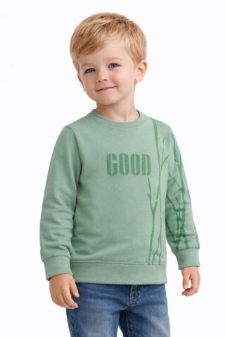 Erkek Çocuk Önü Arkası Baskılı Sweatshirt BGL-ST05241 ELMA - 4 Yaş