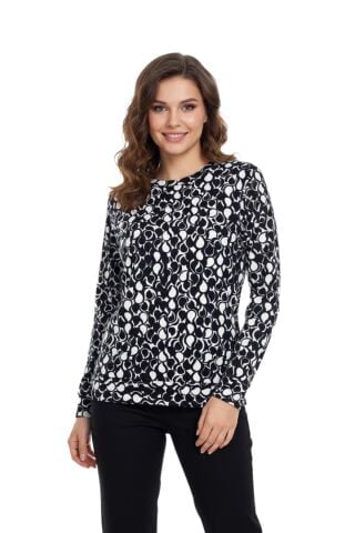 Kadın Sıfıryaka  Baskılı Bluz BGL-ST05109 SİYAH - XL