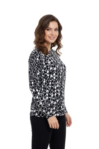 Kadın Sıfıryaka  Baskılı Bluz BGL-ST05109 SİYAH - XL