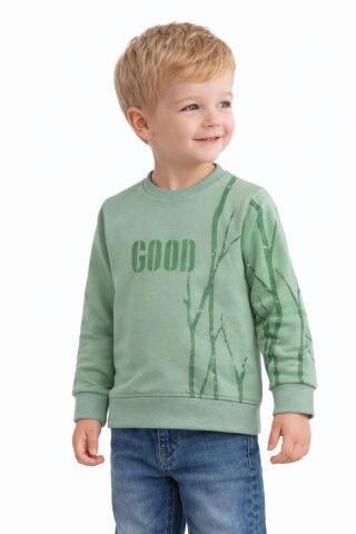 Erkek Çocuk Önü Arkası Baskılı Sweatshirt BGL-ST05241 ELMA - 6 YAŞ