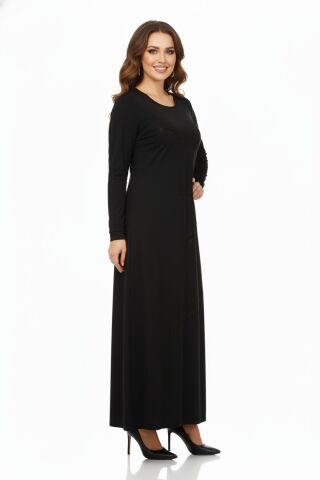 Kadın Uzun Kol Taşlı Sandy Elbise BGL-ST04663 SİYAH - 3XL