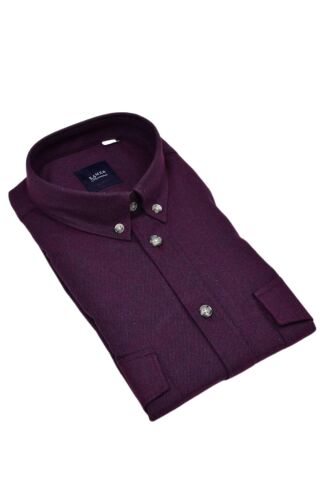 Erkek Kışlık Slim Fitt Uzun Kol Çift Cep Kapak Gömlek 2414 BGL-ST04797 BORDO - L
