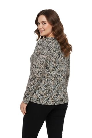 Kadın V Yaka Modelli Baskılı Bluz BGL-ST05106