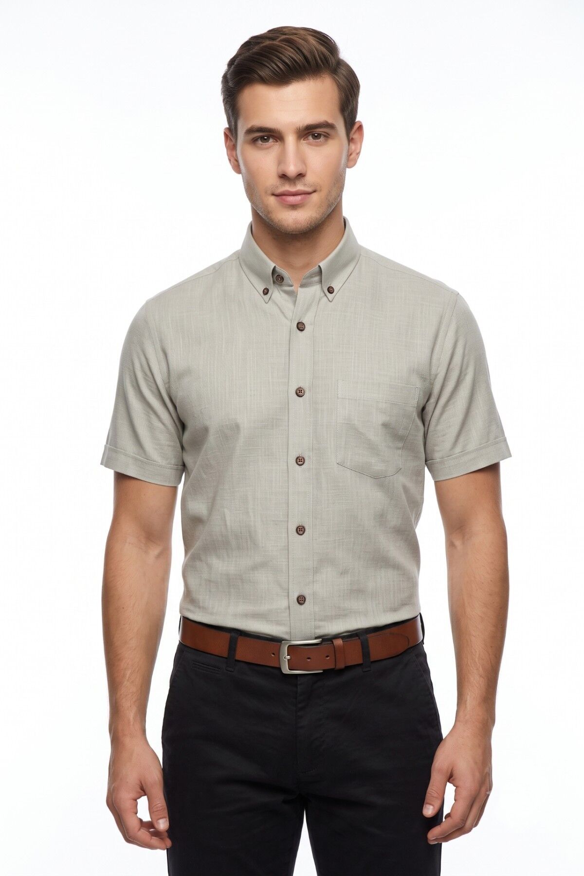 Erkek Klasik Tek Cepli %100 Cotton Kısa Kol Gömlek BGL-ST05624