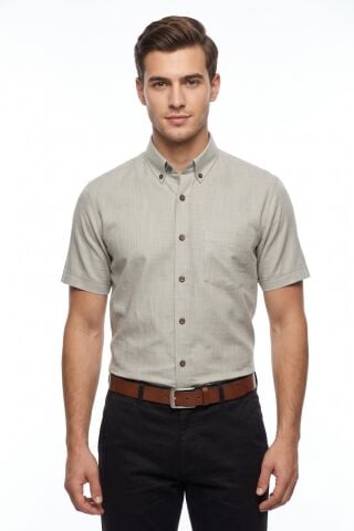 Erkek Klasik Tek Cepli %100 Cotton Kısa Kol Gömlek BGL-ST05624