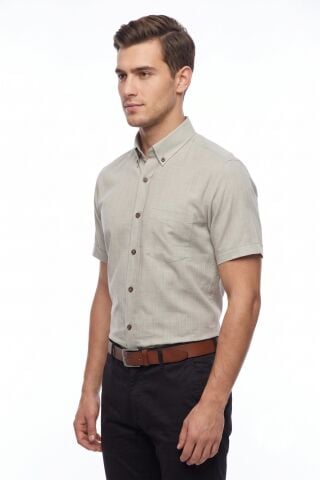 Erkek Klasik Tek Cepli %100 Cotton Kısa Kol Gömlek BGL-ST05624