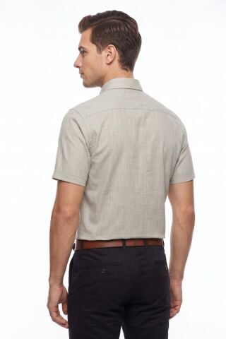 Erkek Klasik Tek Cepli %100 Cotton Kısa Kol Gömlek BGL-ST05624 BEYAZ - M