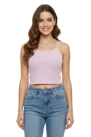 Kadın İp Askılı Pedli Crop 8136 BGL-ST03783 PEMBE - M