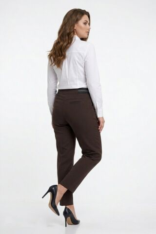 Kadın Kumaş Bilek Pantolon Bel Yarım Lastikli BGL-ST05388 KAHVE - 54