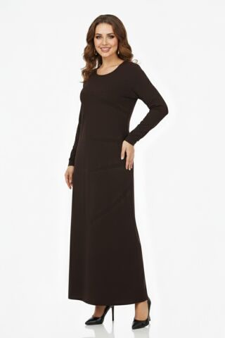 Kadın Uzun Kol Taşlı Sandy Elbise BGL-ST04663 KAHVE - 3XL