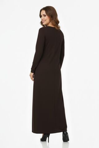 Kadın Uzun Kol Taşlı Sandy Elbise BGL-ST04663 KAHVE - 3XL