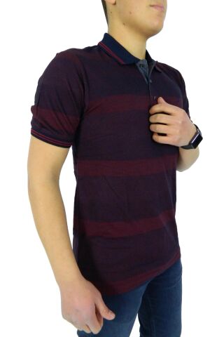 NAYKI ERKEK POLO YAKA RİNGEL JAKARLI T-SHİRT 19052 BGL-ST01043 BORDO - XL