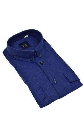 Erkek Kışlık Slim Fitt Uzun Kol Çift Cep Kapak Gömlek 2414 BGL-ST04797 LACİVERT - L