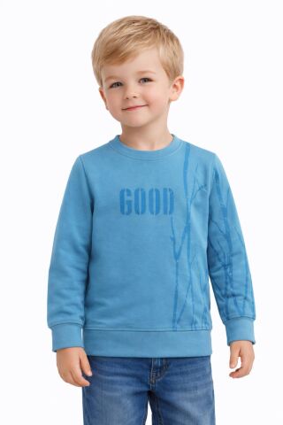 Erkek Çocuk Önü Arkası Baskılı Sweatshirt BGL-ST05241 YEŞİL - 7 YAŞ