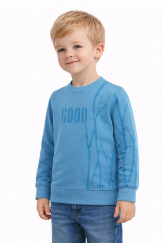 Erkek Çocuk Önü Arkası Baskılı Sweatshirt BGL-ST05241 YEŞİL - 7 YAŞ