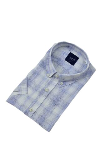 Erkek Klasik Ekose Kısa Kol Gömlek Pamuk Keten 9343 BGL-ST04585