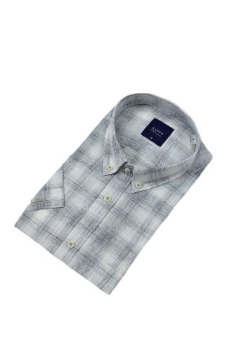 Erkek Klasik Ekose Kısa Kol Gömlek Pamuk Keten 9343 BGL-ST04585