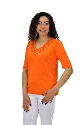 Kadın Yarım Kol V Yaka Yaka Sırt Detaylı Triko Tişöt 12835 BGL-ST04657