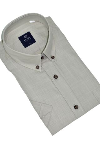 Erkek Klasik Tek Cepli %100 Cotton Kısa Kol Gömlek BGL-ST05624 HAKİ - S