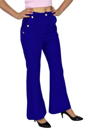 Kadın İspanyol Paça Pantolon BGL-ST03692 SAKS MAVİ - 38