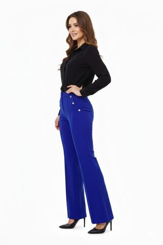 Kadın İspanyol Paça Pantolon BGL-ST03692 SAKS MAVİ - 38